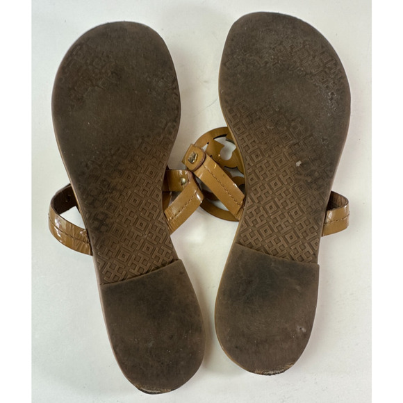 Tory Burch Miller Leather Thong Sandals Tan Beige Flip Flops Women's Size 9 M - Picture 12 of 16